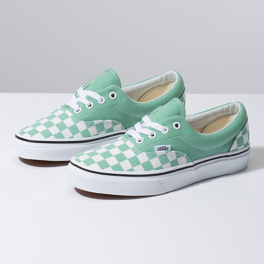 Vans Bayan Spor Ayakkabı Checkerboard Era Yeşil/Beyaz | 64319-871